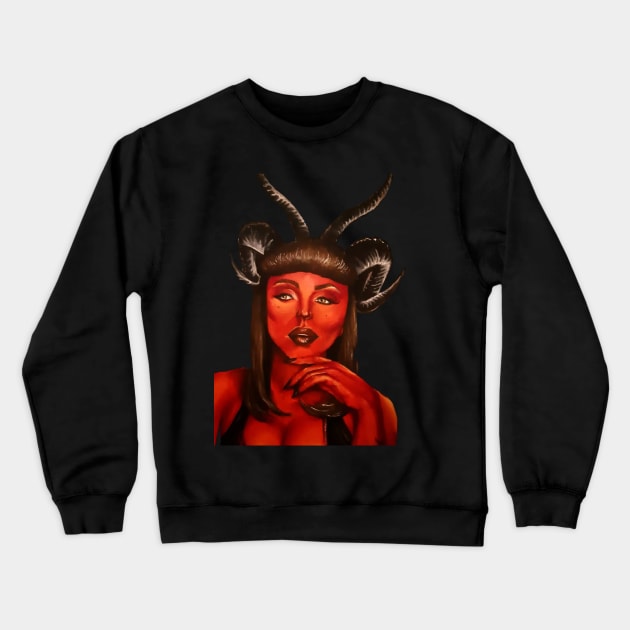 She's Just a Devil Woman Crewneck Sweatshirt by Btvskate